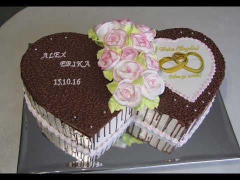 Торт "Два свадебных сердца"