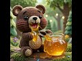 🐻🍯 Crocheted Brown Bear Enjoys Sweet Honey | Cozy Woodland ASMR