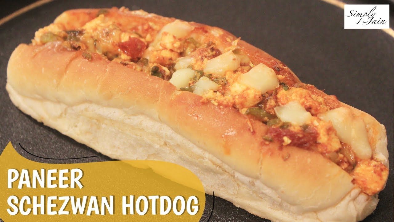 Schezwan Paneer Hot Dog -  | Party Snack Recipes | Simply Jain