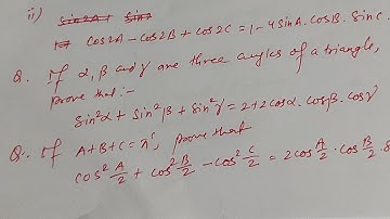 CONDITIONAL TRIGONOMETRIC IDENTITIES: If alpha, beta and gamma are three angles of a triangle, prove