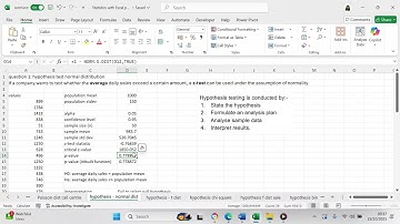 Use Excel to perform a hypothesis test using the normal distribution