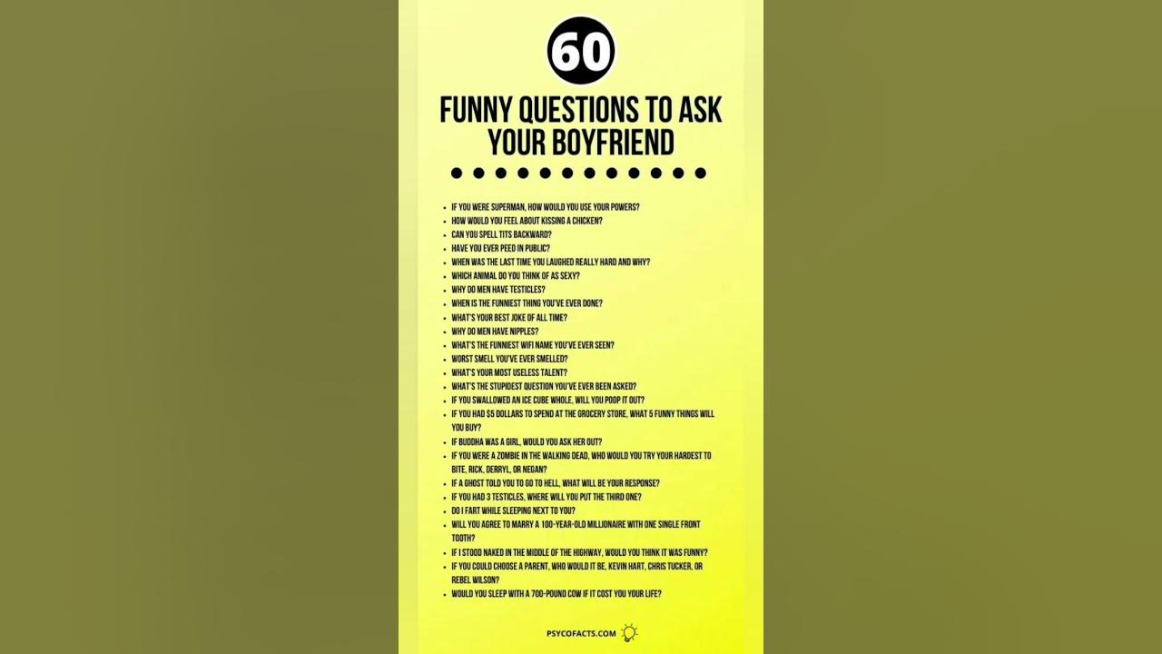 60 Funny Questions To Ask Your Boyfriend - YouTube