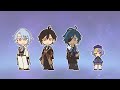 【手描き原神】長身男3人に囲まれる幼女が最高にかわいいPT【Genshin Impact】