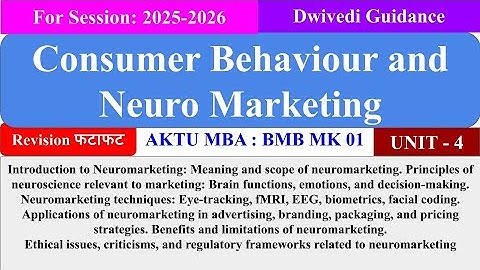 Consumer Behaviour and Neuro marketing Unit 4, Consumer Behaviour and Neuro marketing mba 3rd sem