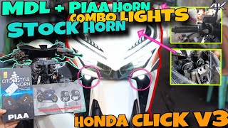 HONDA CLICK V3 MDL + PIAA HORN w/ STOCK HORN + COMBO LIGHTS INSTALLATION | FULL GUIDE TUTORIAL