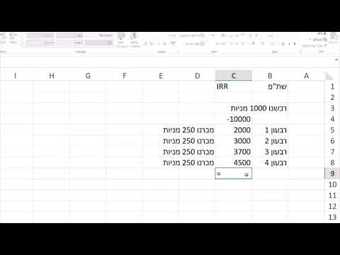 אקסל חישוב שיעור תשואה פנימי שת"פ / IRR ,  תשואה על השקעות,  ריבית מגולמת במבצעים