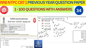 RRB NTPC CBT 1 Full Paper | previous year Questions Solved with voice | Challenge Yourself | Paper34