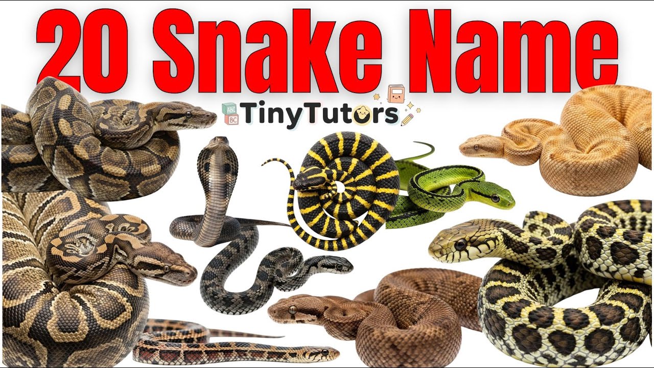 Learn 20 Snake Names 🐍 | Snakes Name in English & Hindi | Kids Learning Video