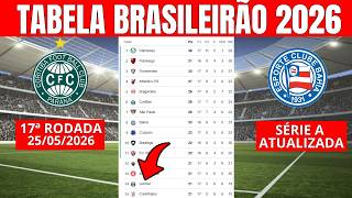 CLASSIFICAÇÃO BRASILEIRÃO2026 - JOGOS DE HOJE - TABELA CAMPEONATO BRASILEIRO 17ª RODADA 25/05/2026