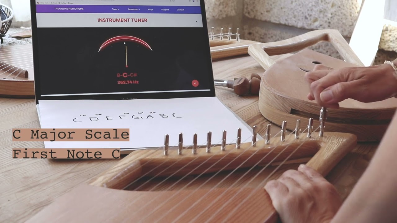 HOW TO TUNE A LYRE OR HARP. C MAJOR SCALE.