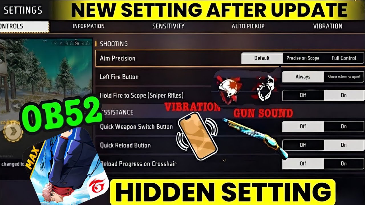 New Control Settings Free Fire After OB 52 Update 2026 | Free Fire ...
