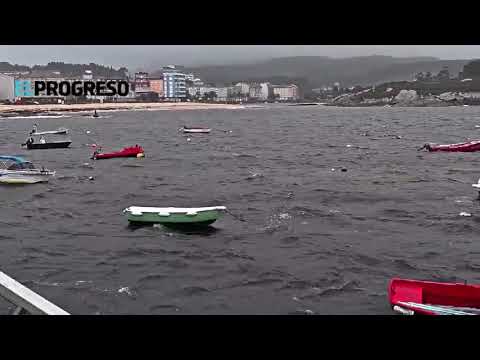 El mar en San Cibrao, tras el paso de la borrasca Kirk