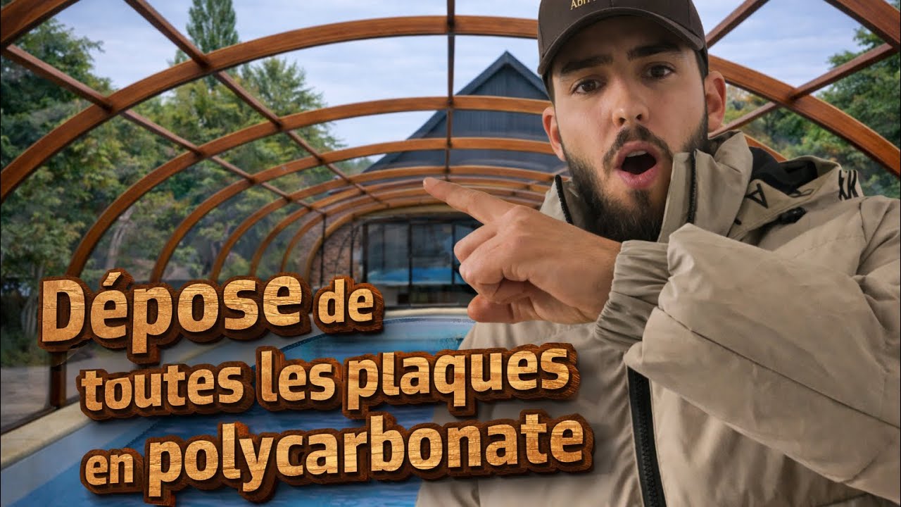 ÉTAPE D'UNE RENOVATION D'UN ABRI DE PISCINE BOIS EN LAMELLÉ-COLLÉ : DÉPOSE DE TOUTE LES PLAQUES 