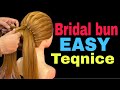 Treanding bridal bun hairstyle / wedding hairstyle / bun hairstyle / simple bridal bun hairstyle |