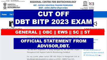 Cut Off for DBT BITP 2023 EXAM !! For all Category || How many  students will be selected ??