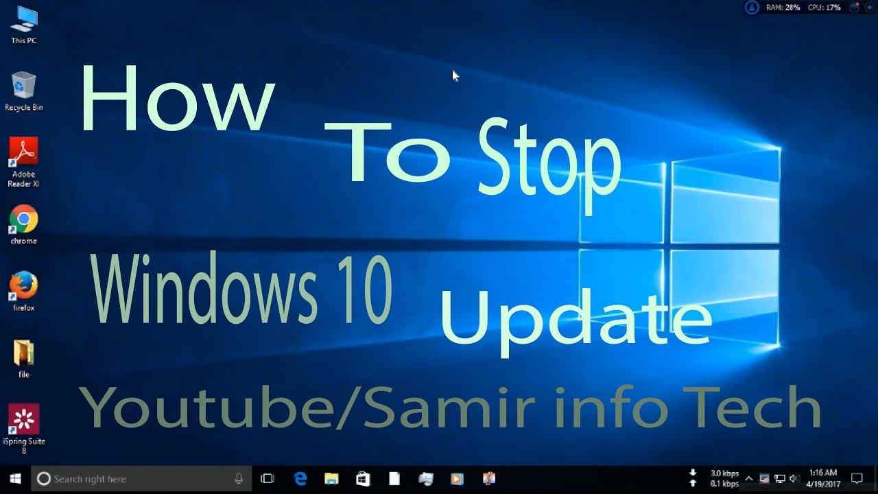 How to stop windows update windows 10 2017 - YouTube