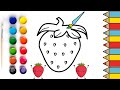 Bolalar uchun qulupnay rasm chizish/Drawing strawberries for kids/Рисуем клубнику для детей