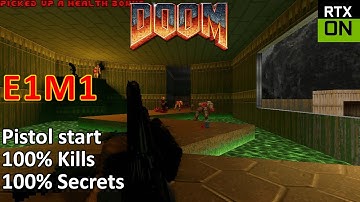 DOOM Ray Traced | E1M1 Hangar | Ultra-Violence | Pistol Start, 100% Kills, 100% Secrets