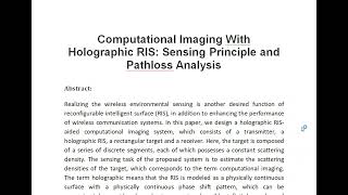 Computational Imaging With Holographic RIS Sensing Principle and Pathloss Analysis