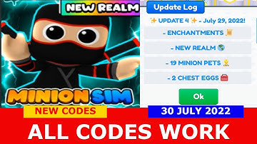 *ALL CODES WORK* [REALM🌎2] Minion Simulator ROBLOX | 30 JULY 2022