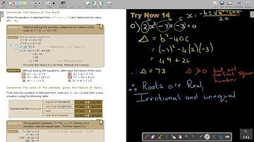 1 14  Discriminant and Nature of the Roots of Quadratic Equations   Part 1
