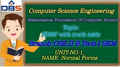 DBS -PDNF WITH TRUTH TABLE,UNIT-1: NORMAL FORMS, CSE II YEAR-1st SEM,MFCS.
