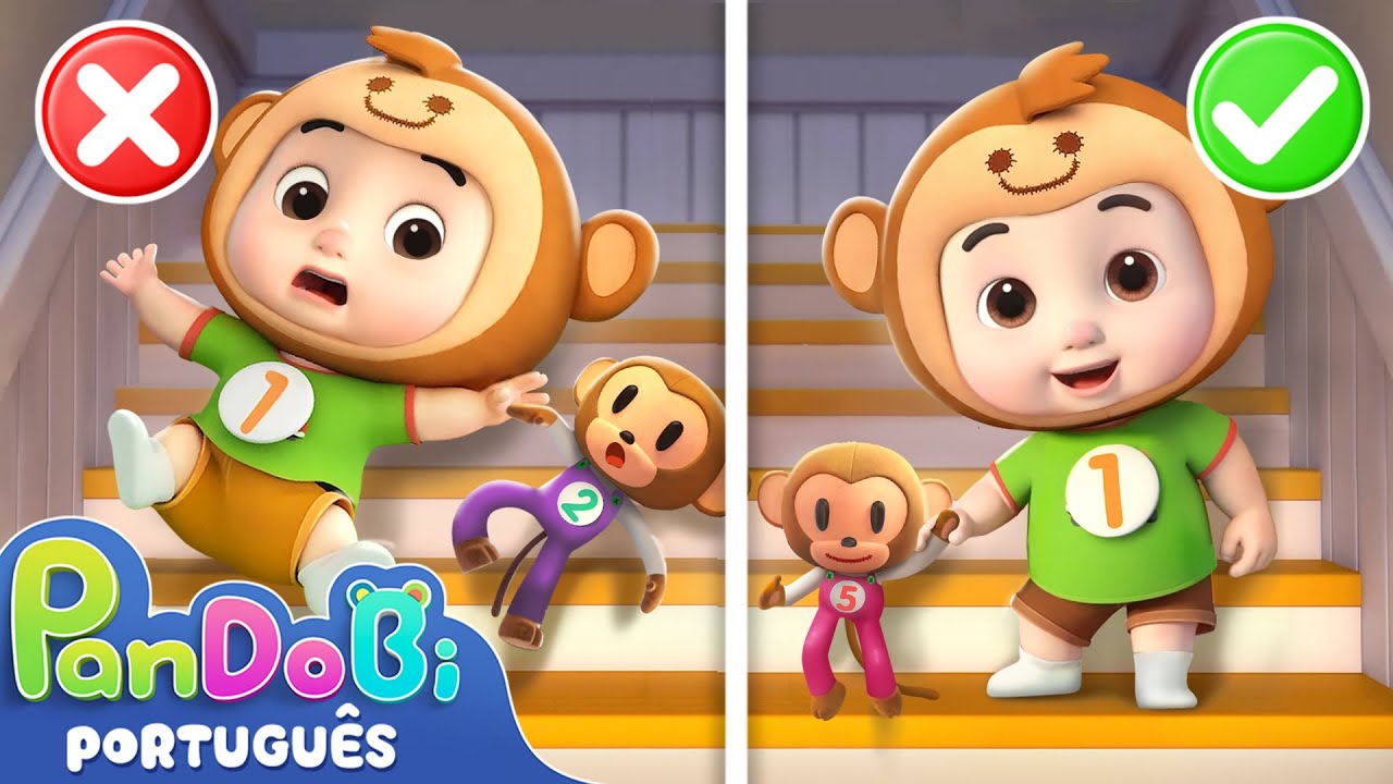 Cuidado com as Escadas, Macaquinhos! | 10 MINUTOS com a Família Pandobi | Super Pandobi em Português