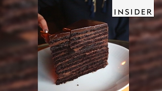 Strip house in new york city makes a 24-layer chocolate cake that
weighs 20 pounds! it's chocoholic's paradise. see more from house:
www.striphouse.c...