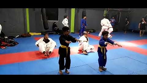 Junior Judokas performing, Judo Back Breakfall Ushiro Ukemi