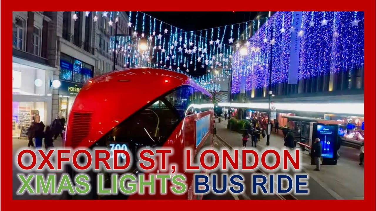 London Christmas Lights Bus Ride Oxford Street Winter Night London