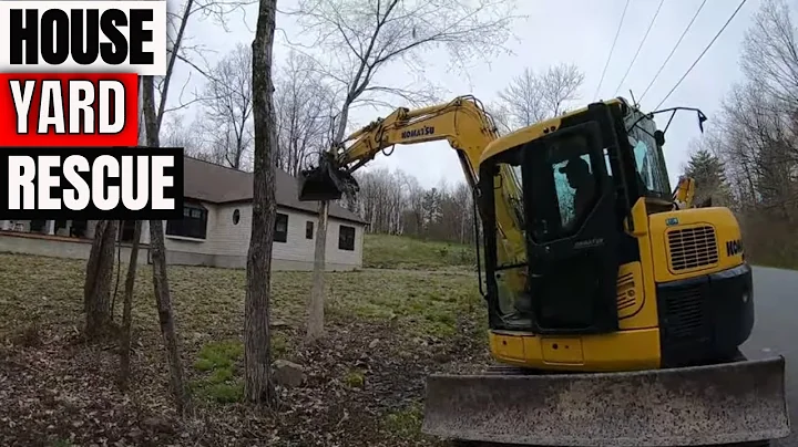 Installing gutter drain fixing grade & swales in yard also prepping for circular driveway & new lawn