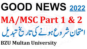 Ma Msc Part 1 & 2 & Composite Annual 2021 Exams Bzu University Official Notification Date Extend Bzu