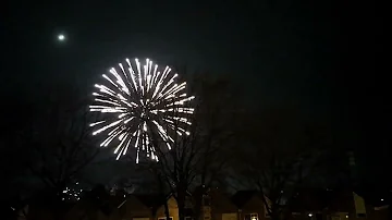 Fireworks skyline view over Woensdrecht/ Noord Brabant. Vuurwerk zicht over Woensdrecht te Nederland