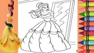 Adorable Disney Princess Belle Coloring page/How To Colour Princess Belle Step By Step