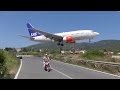 Low Landings. Danger from aircraft blast. Skiathos, Greece.