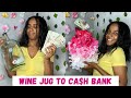 Wine Jug to Cash Savings Bank | DIY Creative Dollar Tree Flower Craft !