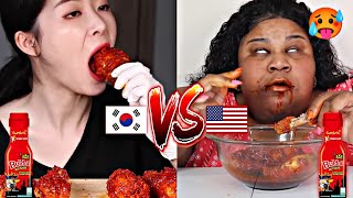 Korean VS American | SPICY Nuclear Fire Sauce Challenge 🇺🇲🆚🇰🇷🌶️🔥🥵