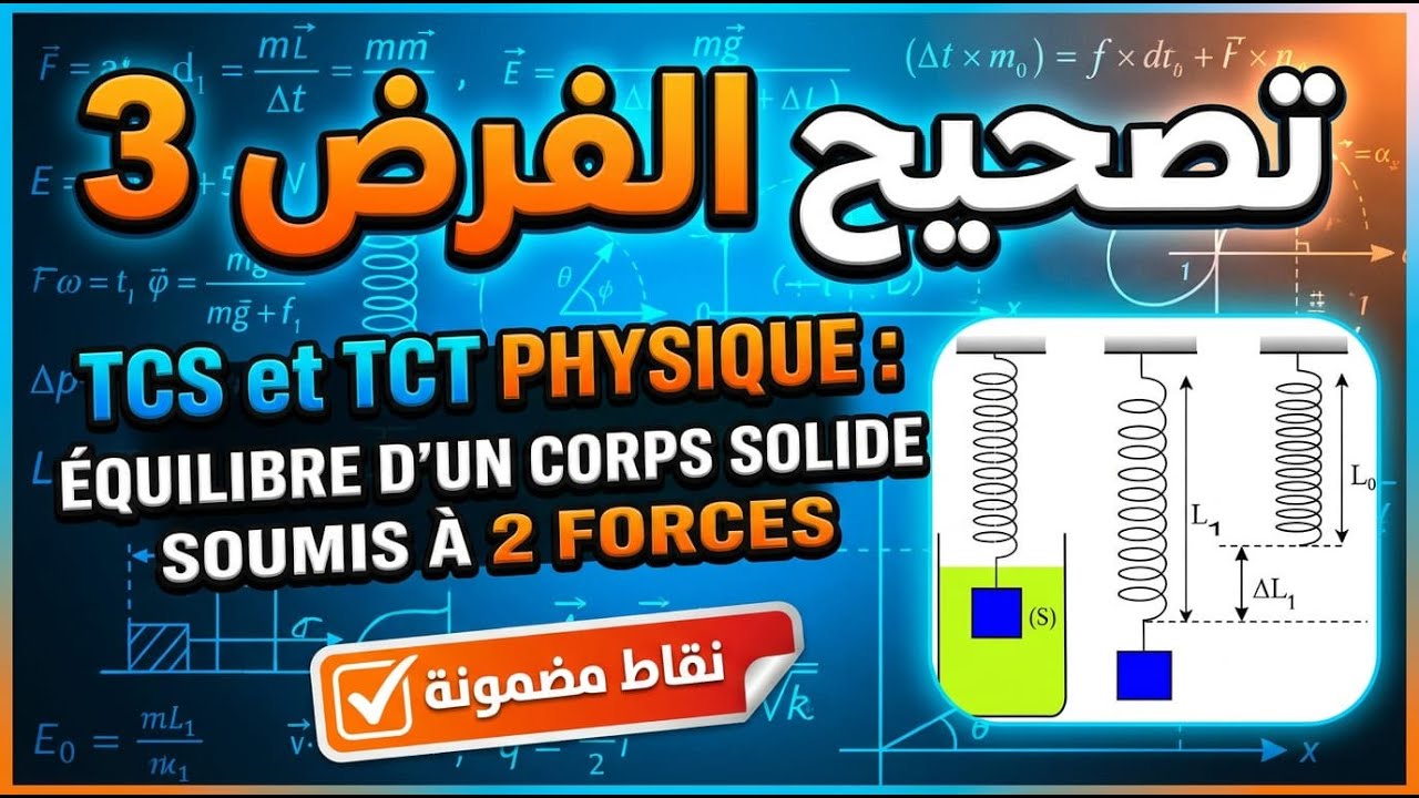 تصحيح الفرض 3 | TCS et TCT 🔥Physique:Équilibre d’un corps solide soumis à deux forces. | نقاط مضمونة