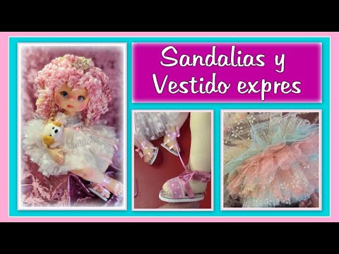 como VESTIDO Y SANDALIAS para una muñeca de tela express video -640