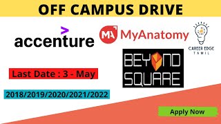 🔴 Urgent off campus hiring | Accenture | Beyondsquare | MyAnatomy | Career Edge Tamil
