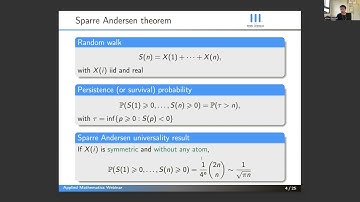 Kilian Raschel , CNRS, Laboratoire Angevin de recherches en Mathématiques. Anger University, France.