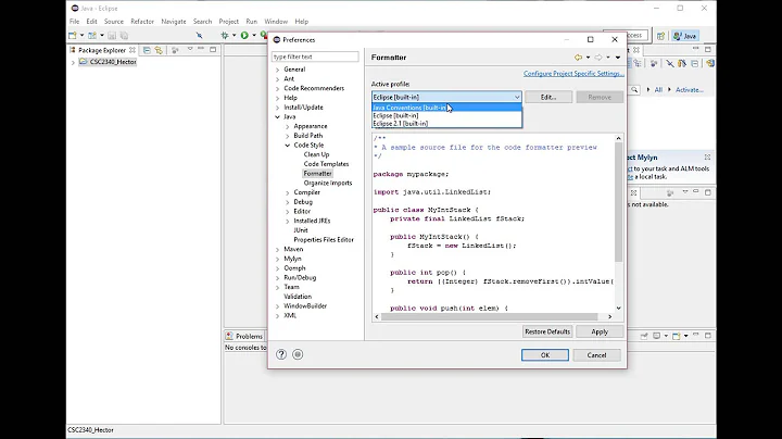 How to create a code formatter file in Eclipse