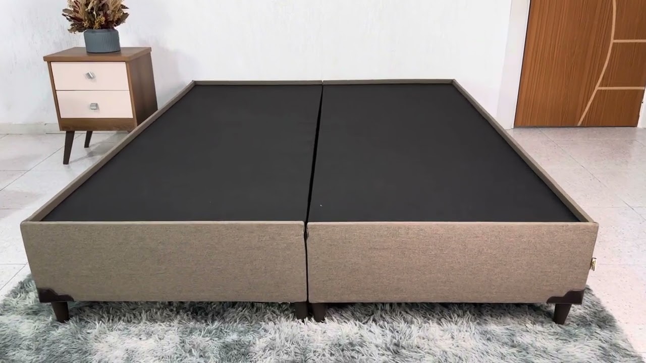 Base Box Queen Bipartida Zeus 162x200x38 Linho Marrom SE - RJ
