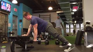 Single Arm Dumbbell Plank Row (on Bench) - Functional Strength and Fitness Exercises