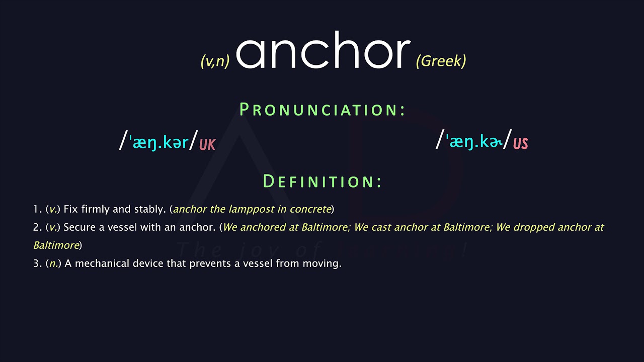 ANCHOR  English meaning - Cambridge Dictionary