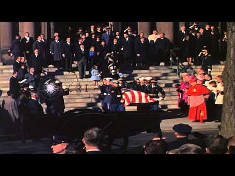 Casket bearing John Kennedy's body is carried out of Saint Matthew's chuch after ...HD Stock Footage