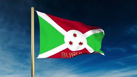 4K Burundi flag slider style with title. Waving in the wind with cloud background animation Stock