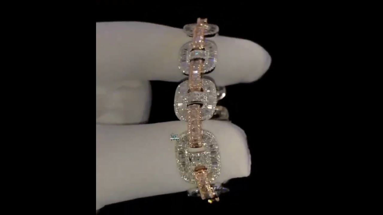 Iced Out Baguette Cut Moissanite Hip Hop Bracelet 