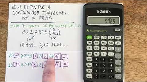 TI-30Xa Mean Confidence Interval