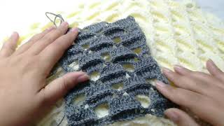 طريقه عمل غرزه مميزه ل عمل شال مستطيل  _ كوفيه How to make stitches for crocheted shawl